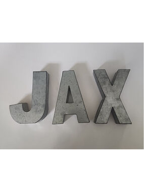 6in Silver Metal Letter Wall Decor, 3 Letters Spelling "JAX"